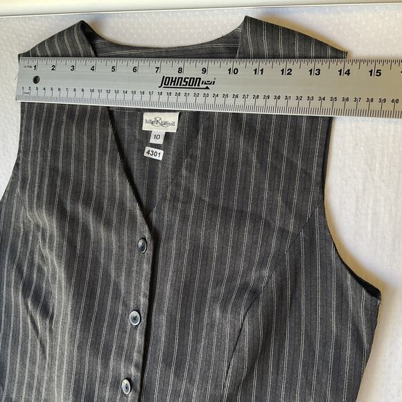 VINTAGE Hillard & Hanson Women Dress 10 Gray Striped Shirt Dress Classic Button - Picture 4 of 11